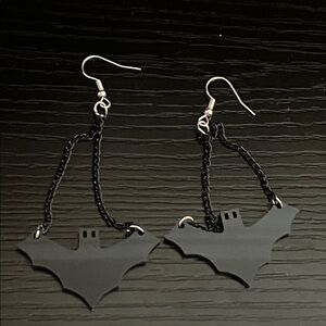 Black Bat Dangle Earrings new